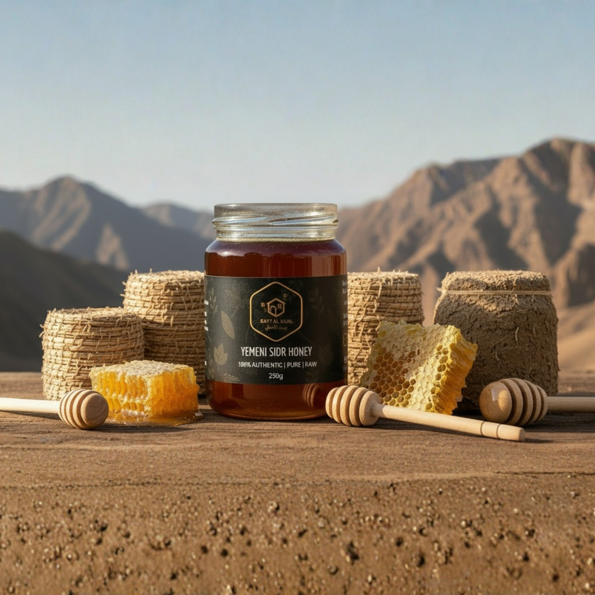 Yemeni Sidr honey jar Hadhramaut mountains
